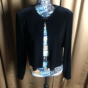 Patra Velvet Long Sleeve Cardigan with Hoop Red Gem Clasp